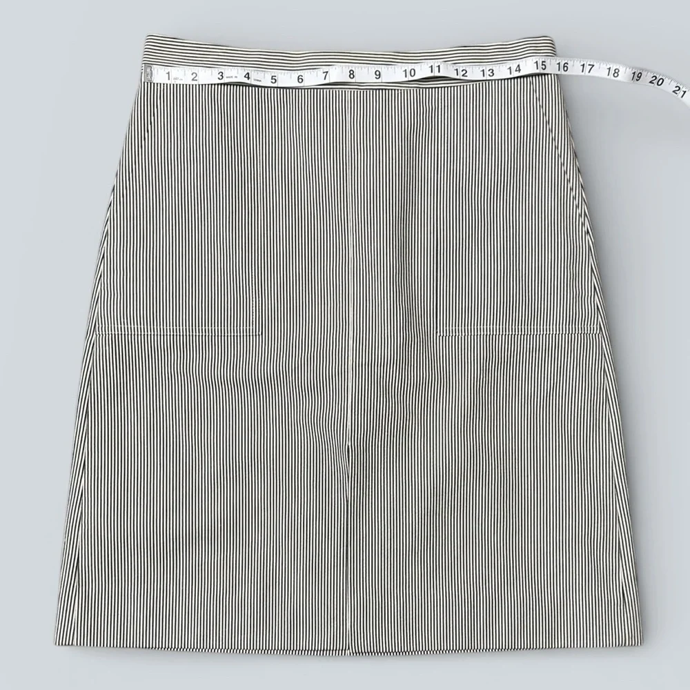 J.Crew Black & White Striped Seersucker A-Line Skirt with Pockets - Picture 7 of 9